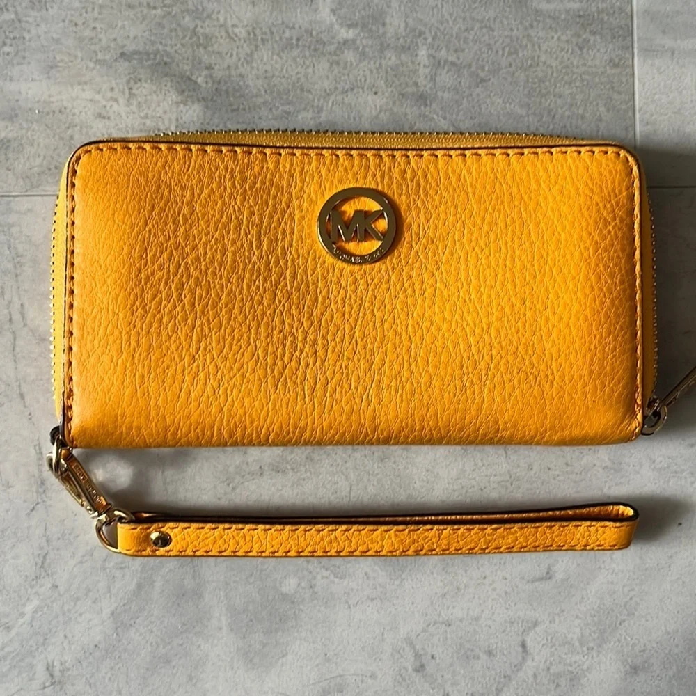 Michael Kors Satchel, Crossbody bag & wallet leather Vibrant goldenrod color